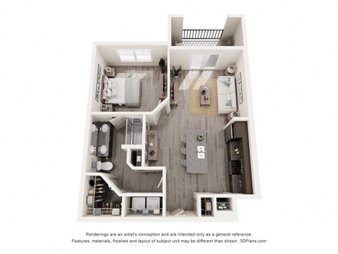 1 Bed 1 Bath Floor Plan | 787 Sq. Ft. at The Enclave at Deer Moss Creek, Florida
